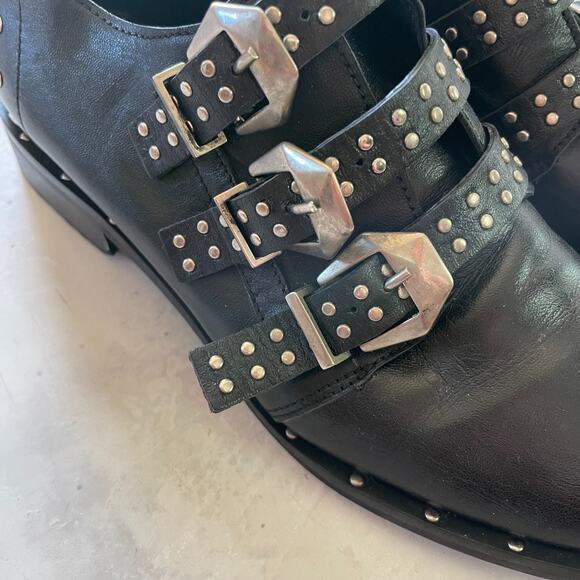 Italian Leather Studded Punk Goth Statement Buckle Oxfords Sz 38 Made in Italy - Picture 7 of 9